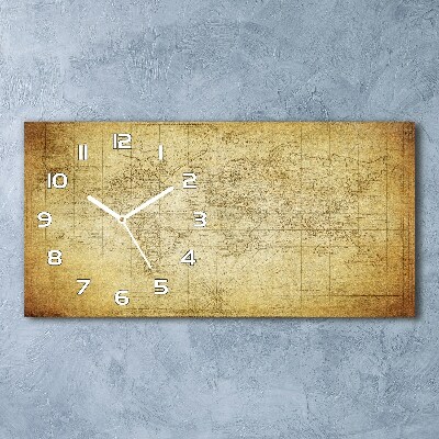 Horizontal wall clock Old map of the world