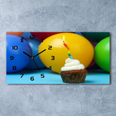 Horizontal wall clock Birthday cupcake