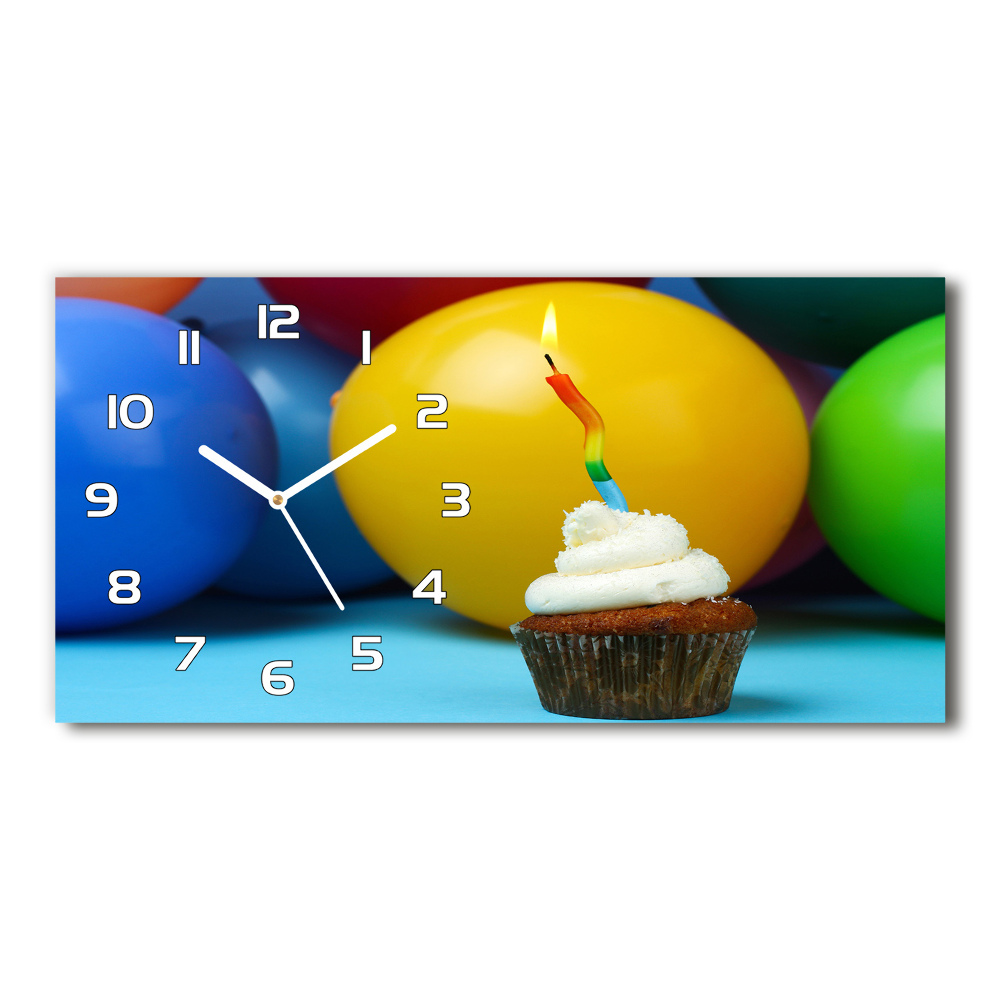 Horizontal wall clock Birthday cupcake