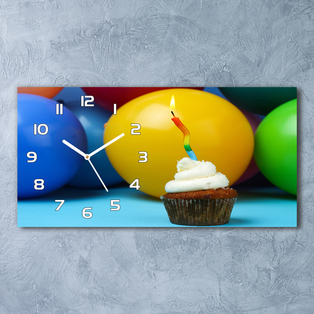 Horizontal wall clock Birthday cupcake