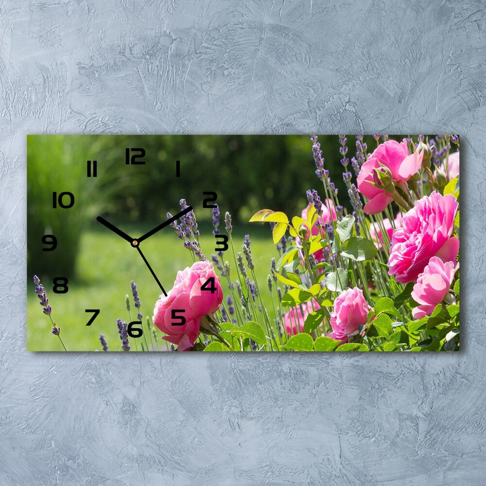 Horizontal wall clock Wild Rose