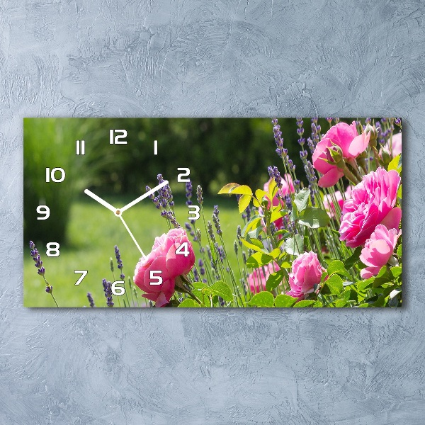 Horizontal wall clock Wild Rose