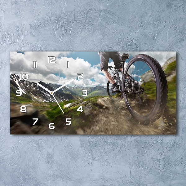 Horizontal rectangular wall clock Mountain biking