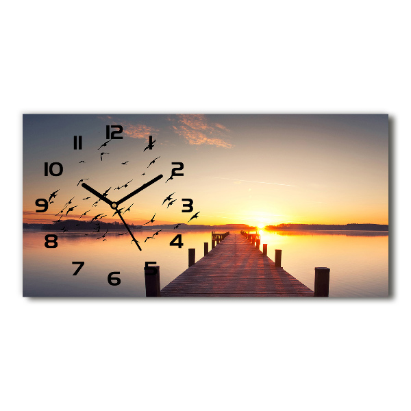 Horizontal rectangular wall clock Sunset