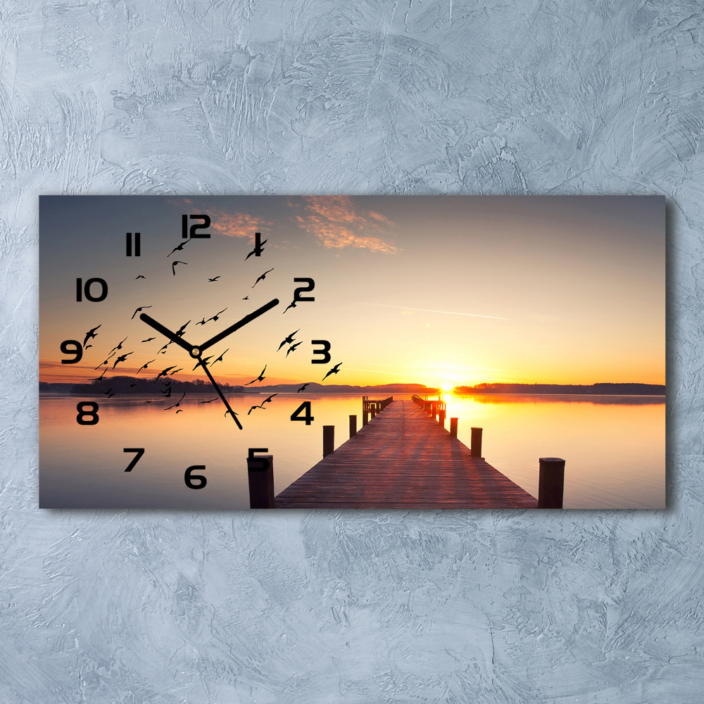 Horizontal rectangular wall clock Sunset