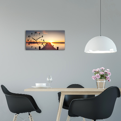 Horizontal rectangular wall clock Sunset