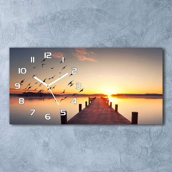 Horizontal rectangular wall clock Sunset