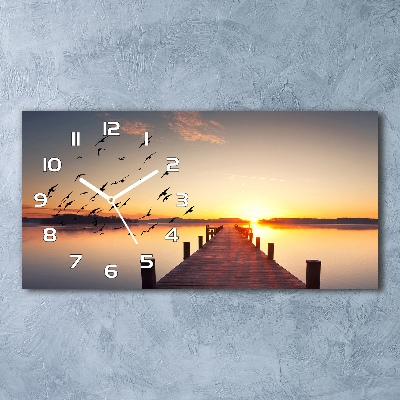 Horizontal rectangular wall clock Sunset