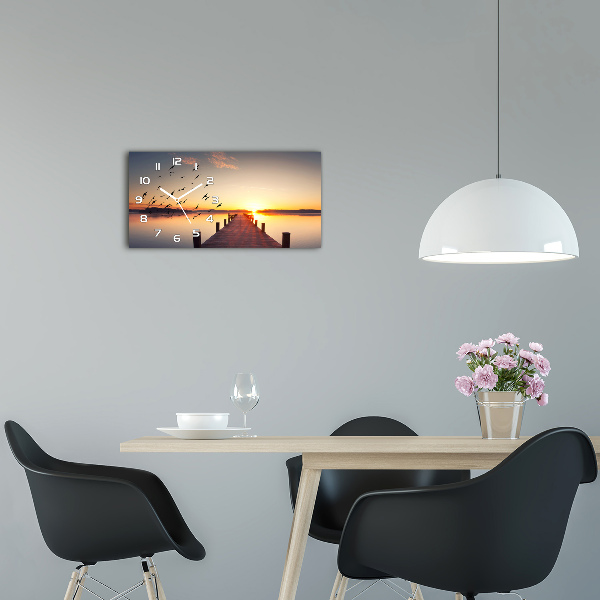 Horizontal rectangular wall clock Sunset