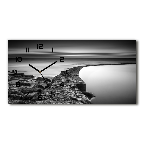 Horizontal rectangular wall clock Stony beach