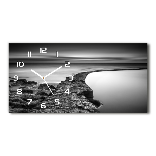 Horizontal rectangular wall clock Stony beach