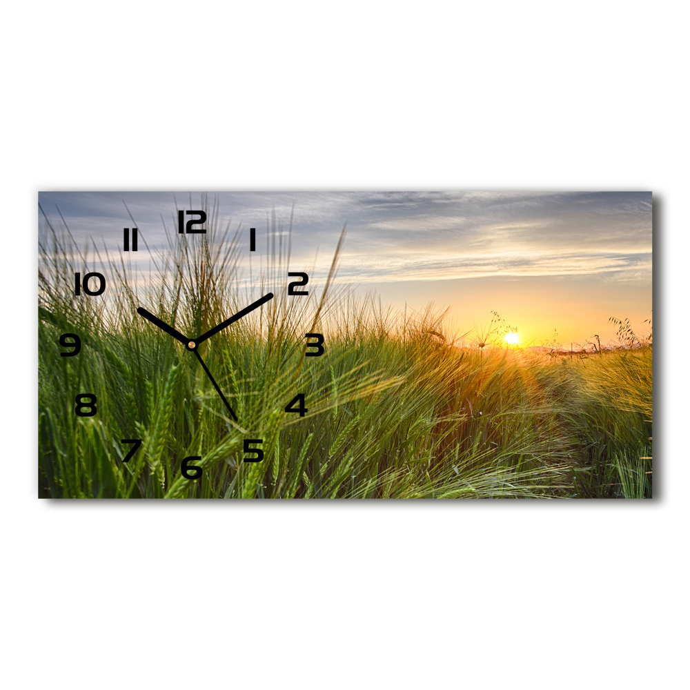 Horizontal rectangular wall clock Wheat field