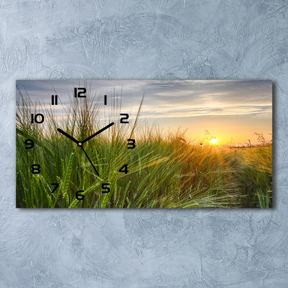 Horizontal rectangular wall clock Wheat field