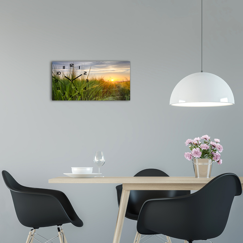 Horizontal rectangular wall clock Wheat field