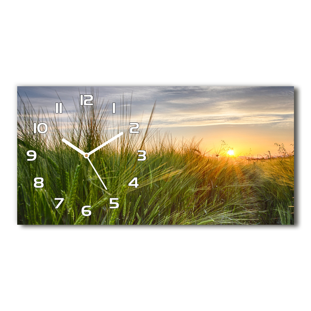 Horizontal rectangular wall clock Wheat field