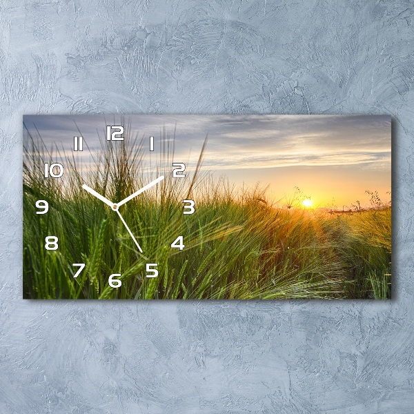 Horizontal rectangular wall clock Wheat field