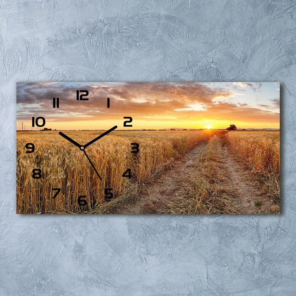 Horizontal wall clock Wheat field