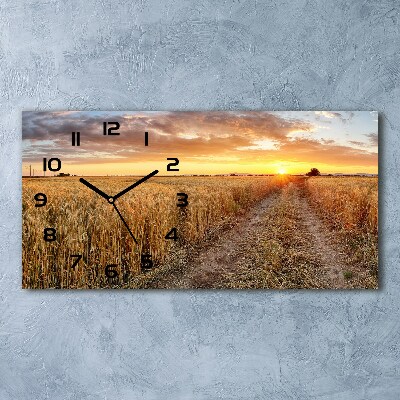 Horizontal wall clock Wheat field