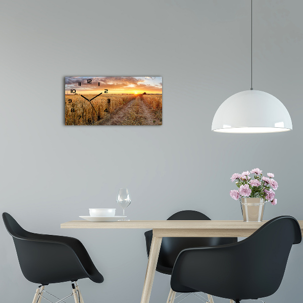 Horizontal wall clock Wheat field