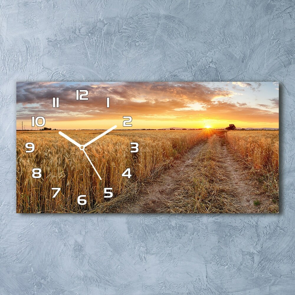 Horizontal wall clock Wheat field