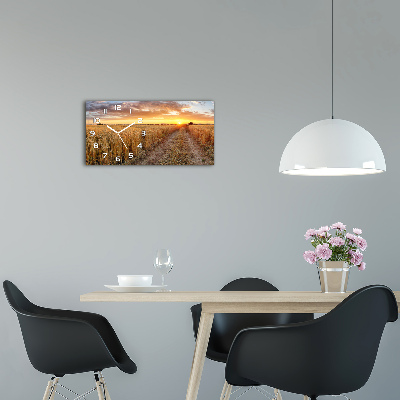 Horizontal wall clock Wheat field