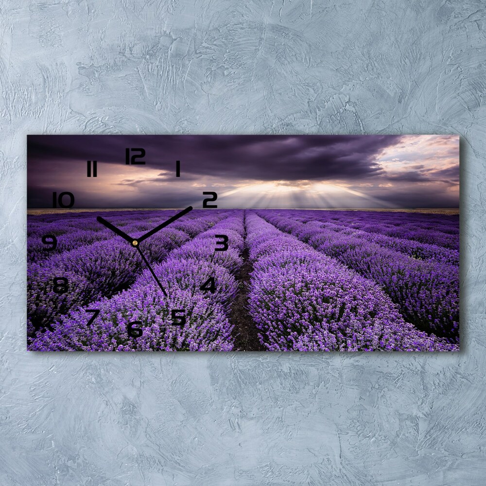 Horizontal wall clock Lavender field