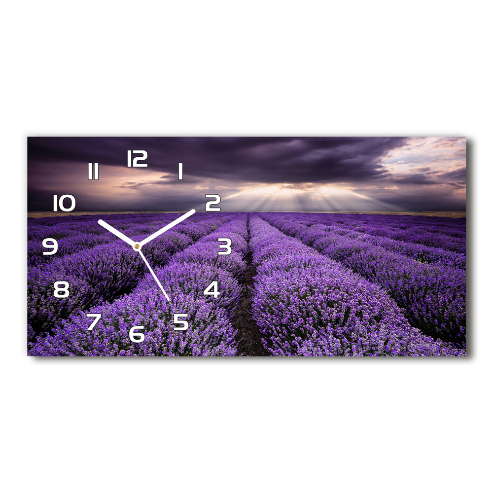 Horizontal wall clock Lavender field