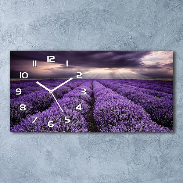 Horizontal wall clock Lavender field