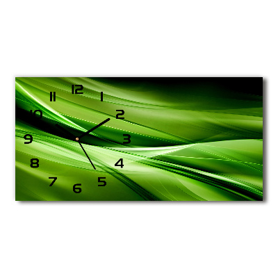 Horizontal wall clock Green waves