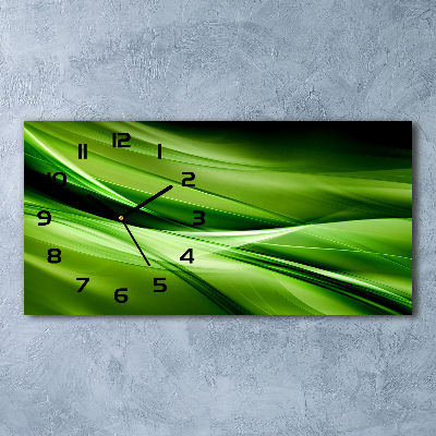 Horizontal wall clock Green waves