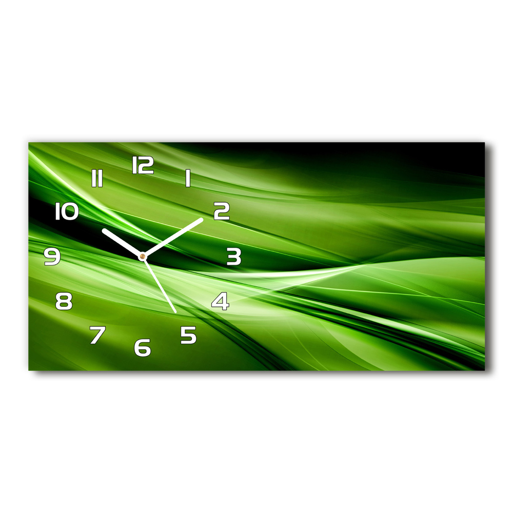 Horizontal wall clock Green waves