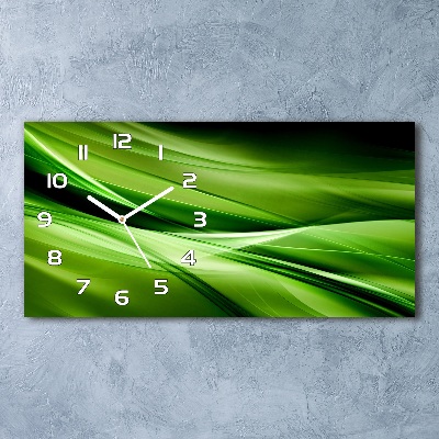 Horizontal wall clock Green waves