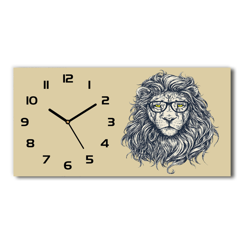 Horizontal wall clock Hipster lion