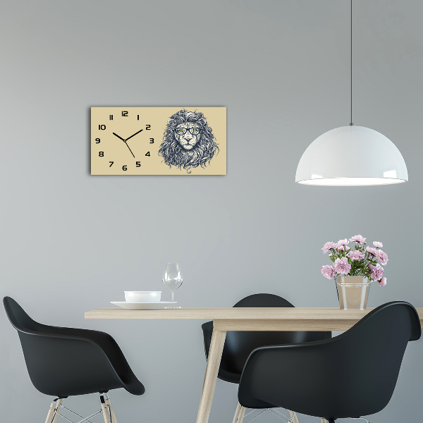 Horizontal wall clock Hipster lion