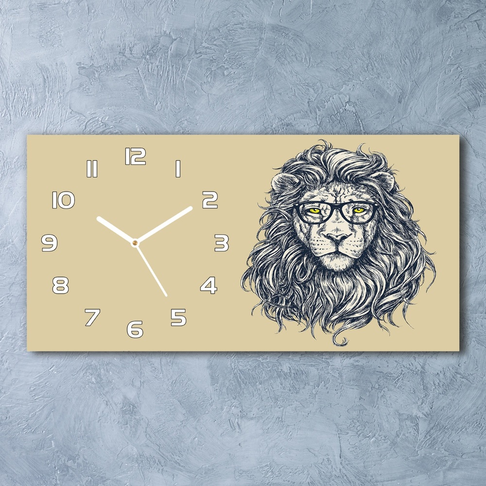 Horizontal wall clock Hipster lion