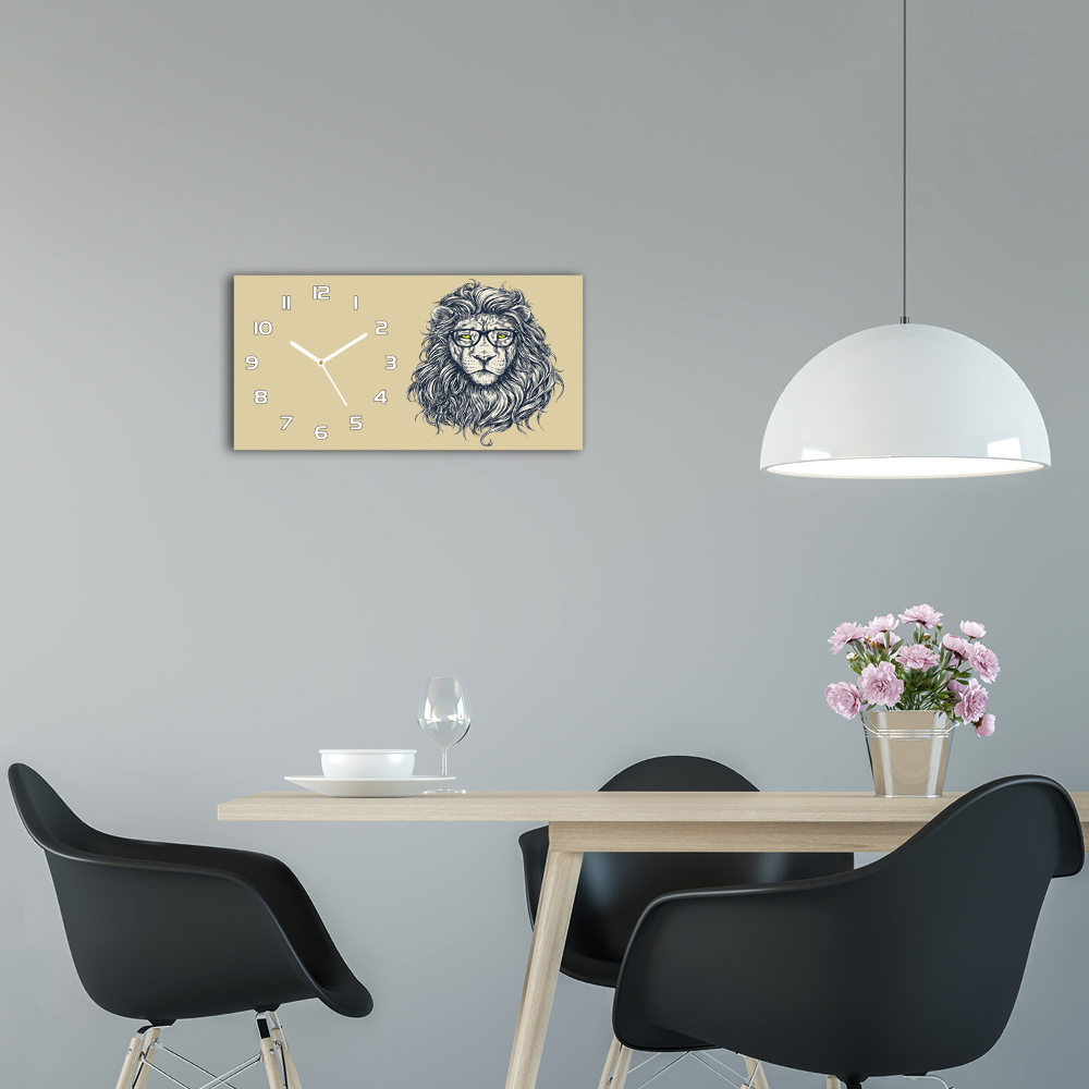 Horizontal wall clock Hipster lion