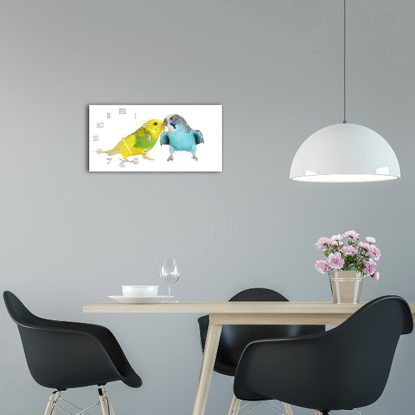 Horizontal wall clock Faded parakeets