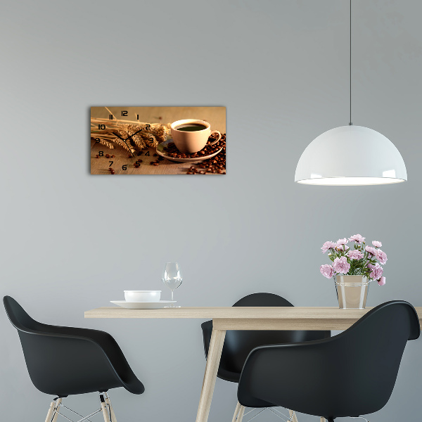 Horizontal rectangular wall clock Aromatic coffee