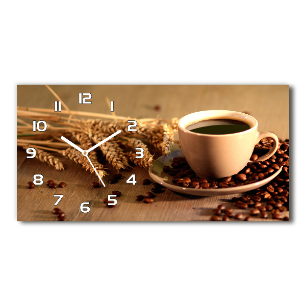 Horizontal rectangular wall clock Aromatic coffee