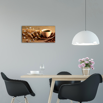 Horizontal rectangular wall clock Aromatic coffee