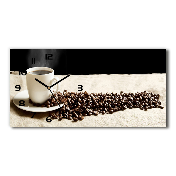 Horizontal rectangular wall clock Aromatic coffee