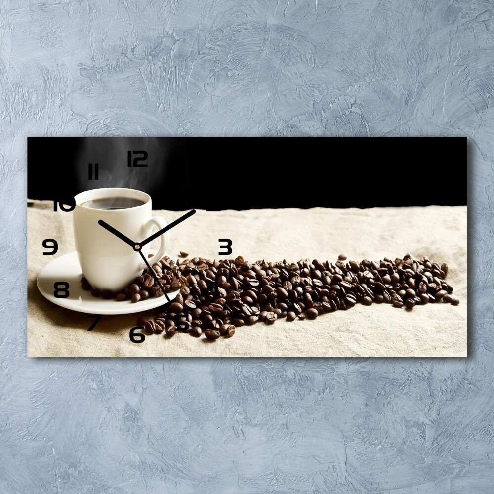 Horizontal rectangular wall clock Aromatic coffee