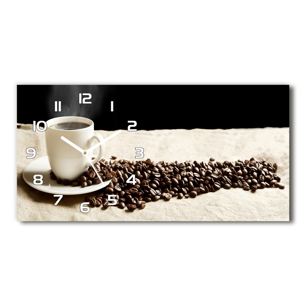 Horizontal rectangular wall clock Aromatic coffee