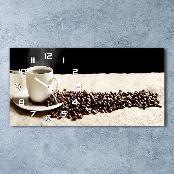 Horizontal rectangular wall clock Aromatic coffee