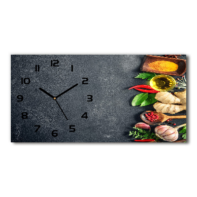 Horizontal rectangular wall clock Herbs and spices