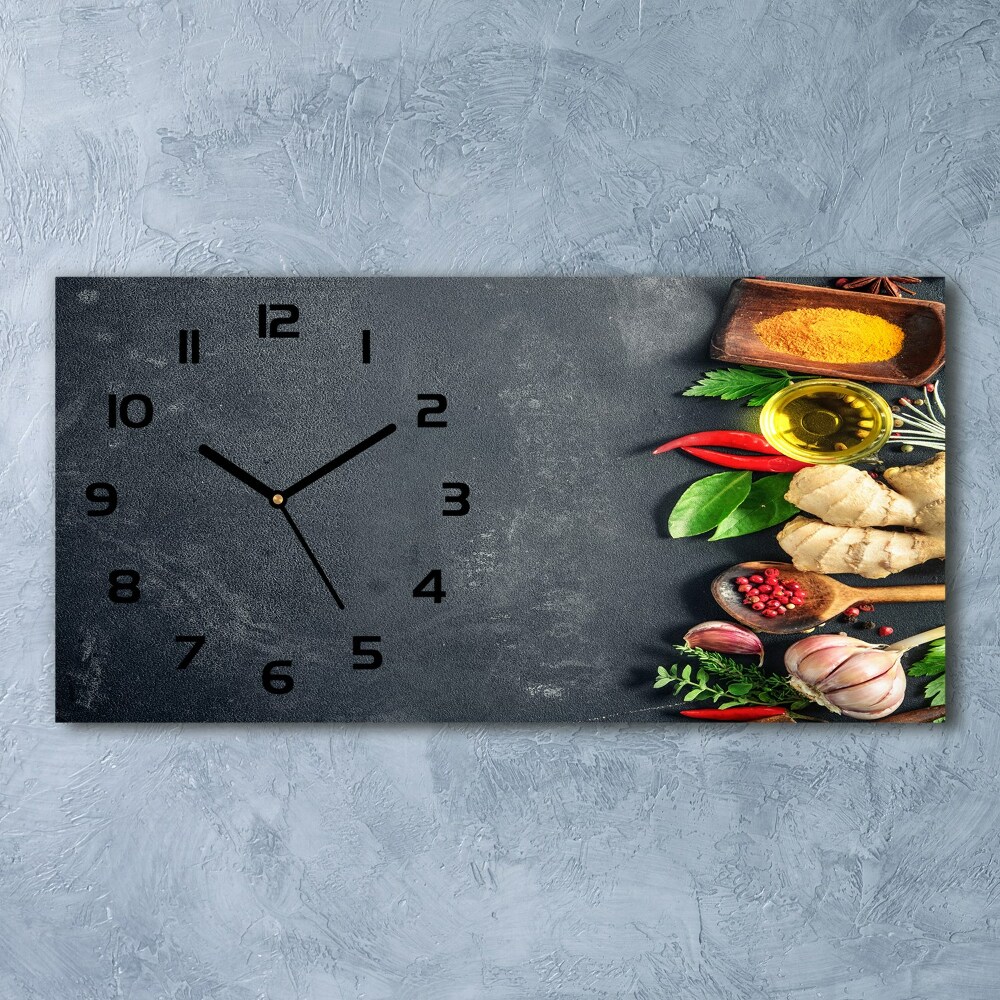 Horizontal rectangular wall clock Herbs and spices