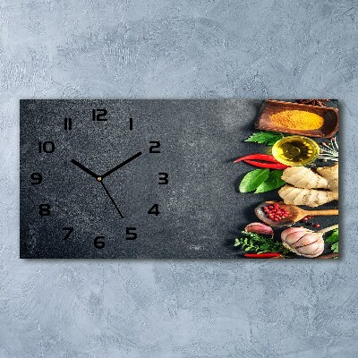 Horizontal rectangular wall clock Herbs and spices