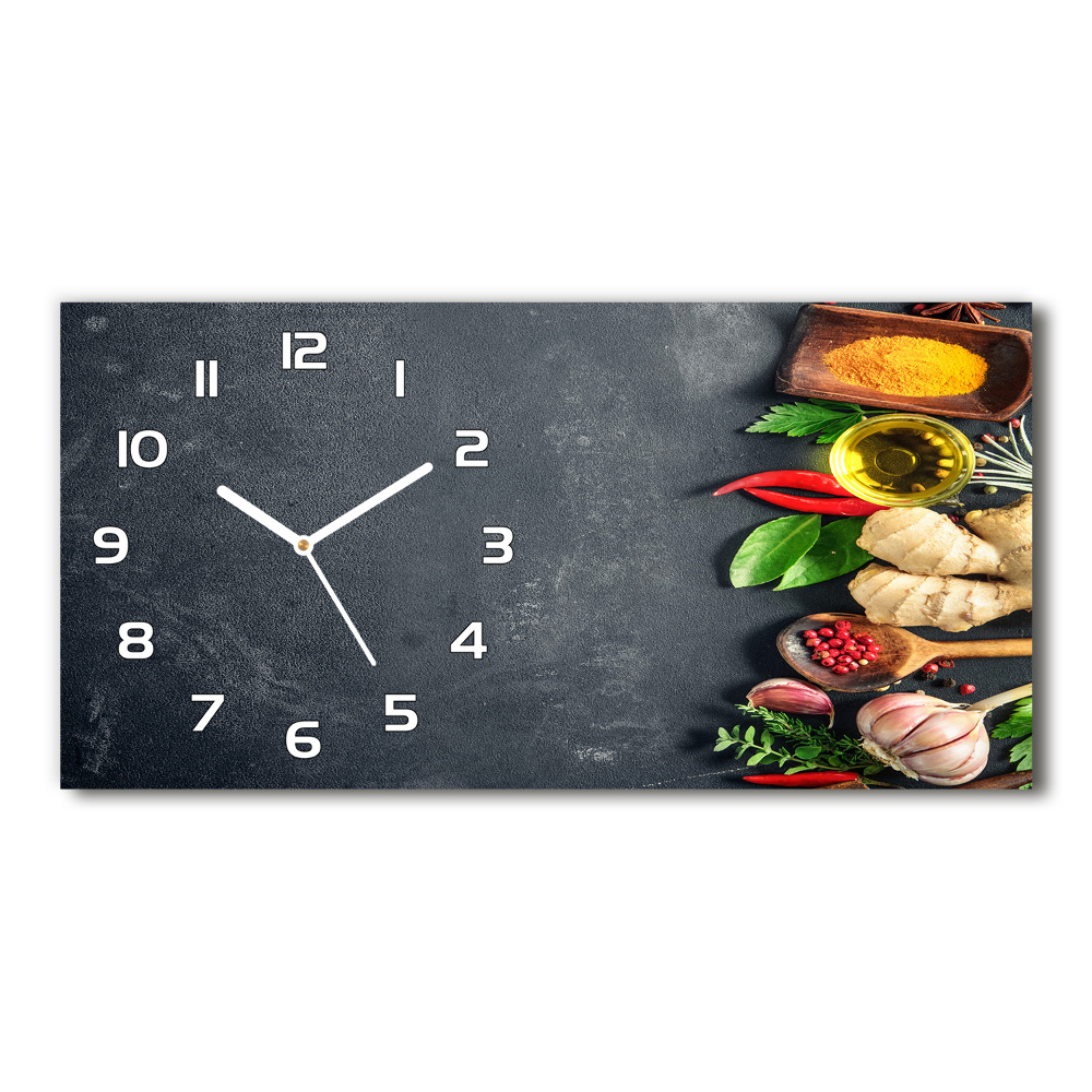 Horizontal rectangular wall clock Herbs and spices