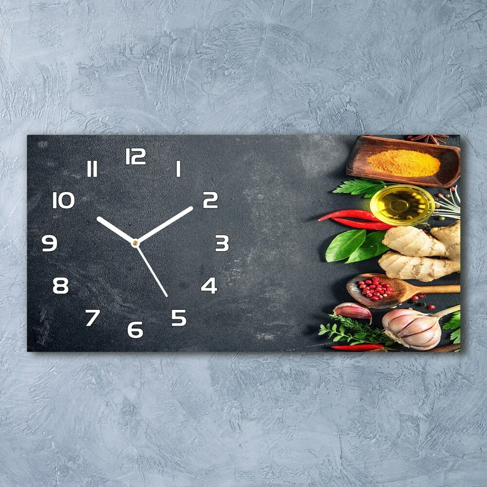 Horizontal rectangular wall clock Herbs and spices