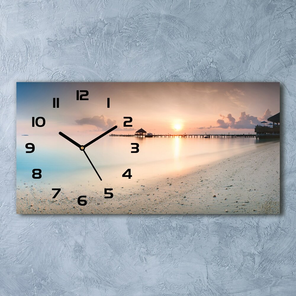 Horizontal wall clock Maldives beach